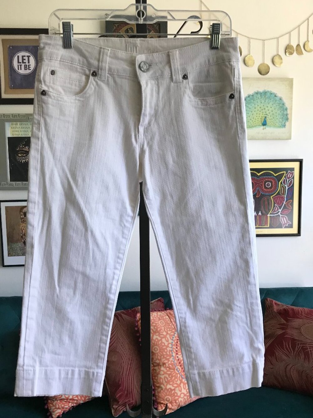 KUT FROM THE KLOTH size 6 White Stretch Denim Straight Cropped Jeans